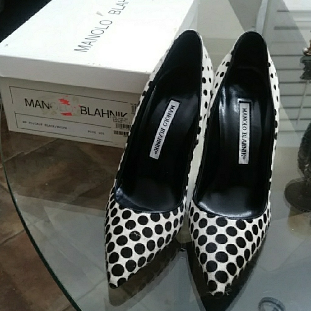 Manolo Blahnik pony hair polka dot pumps
